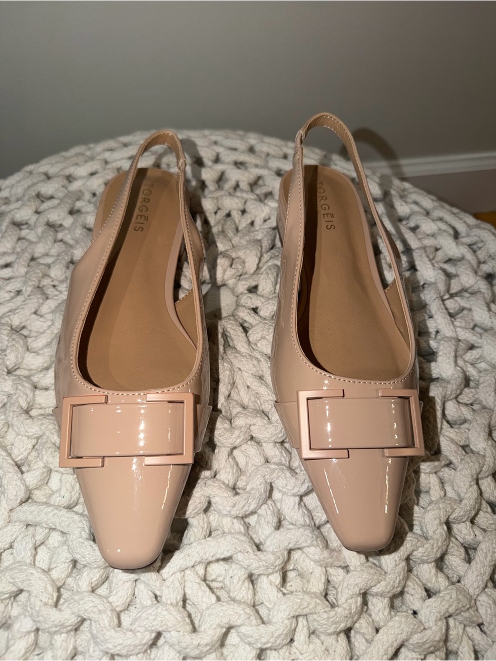 Torgeis Janessa Beige Patent Slingback Flats Size 7